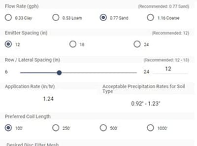 Flow Rate and Spacing Selection